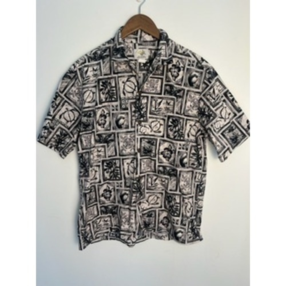 Ho Aloha Hawaii Men LG Tropical Turtle Cotton Aloha‎ Top Beach Vacation Cruise